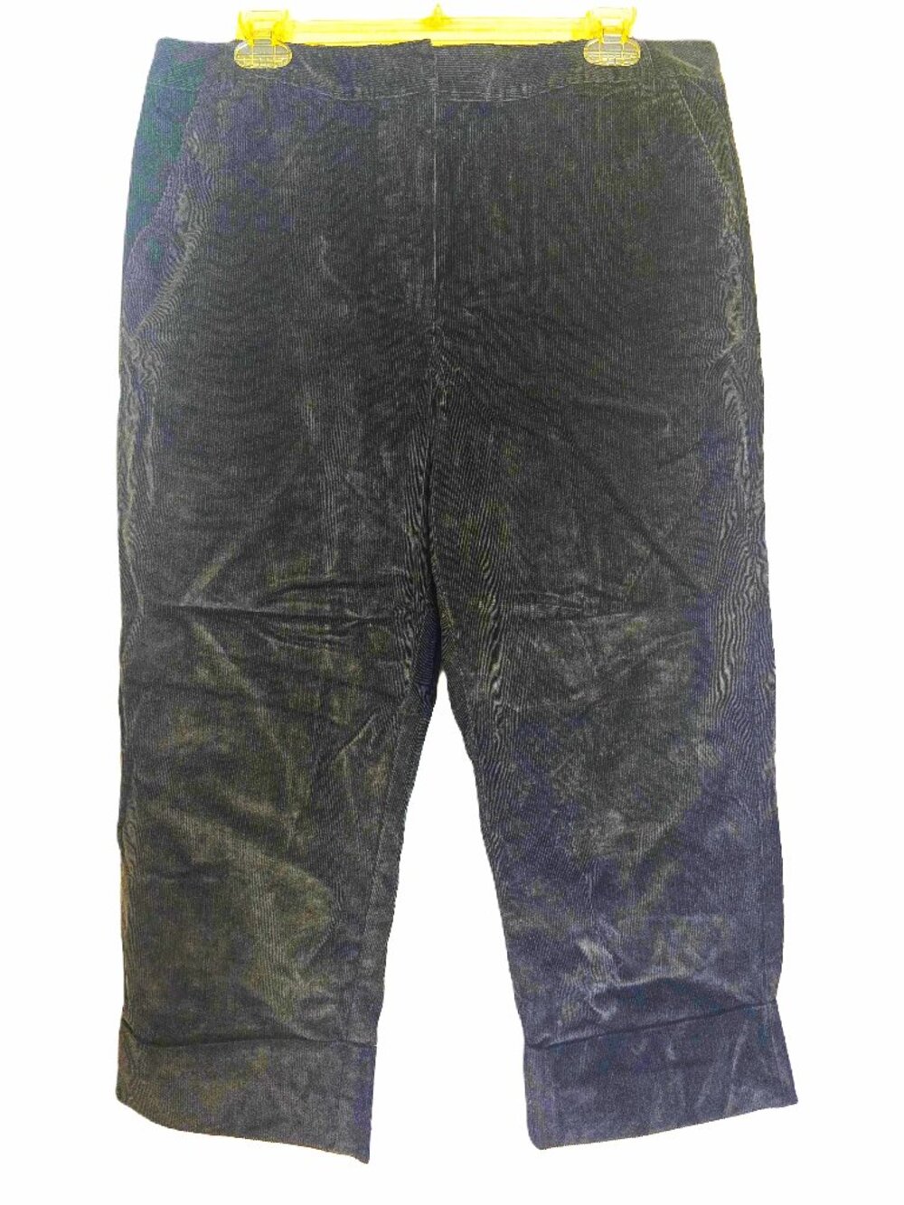 Talbots Stretch Corderoy Pants Charcoal Grey Cuffed Wide Leg Size 12
